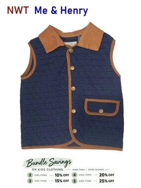 Me & Henry Quilted Vest Lightweight Layering Season-Friendly - Size 5/6Y